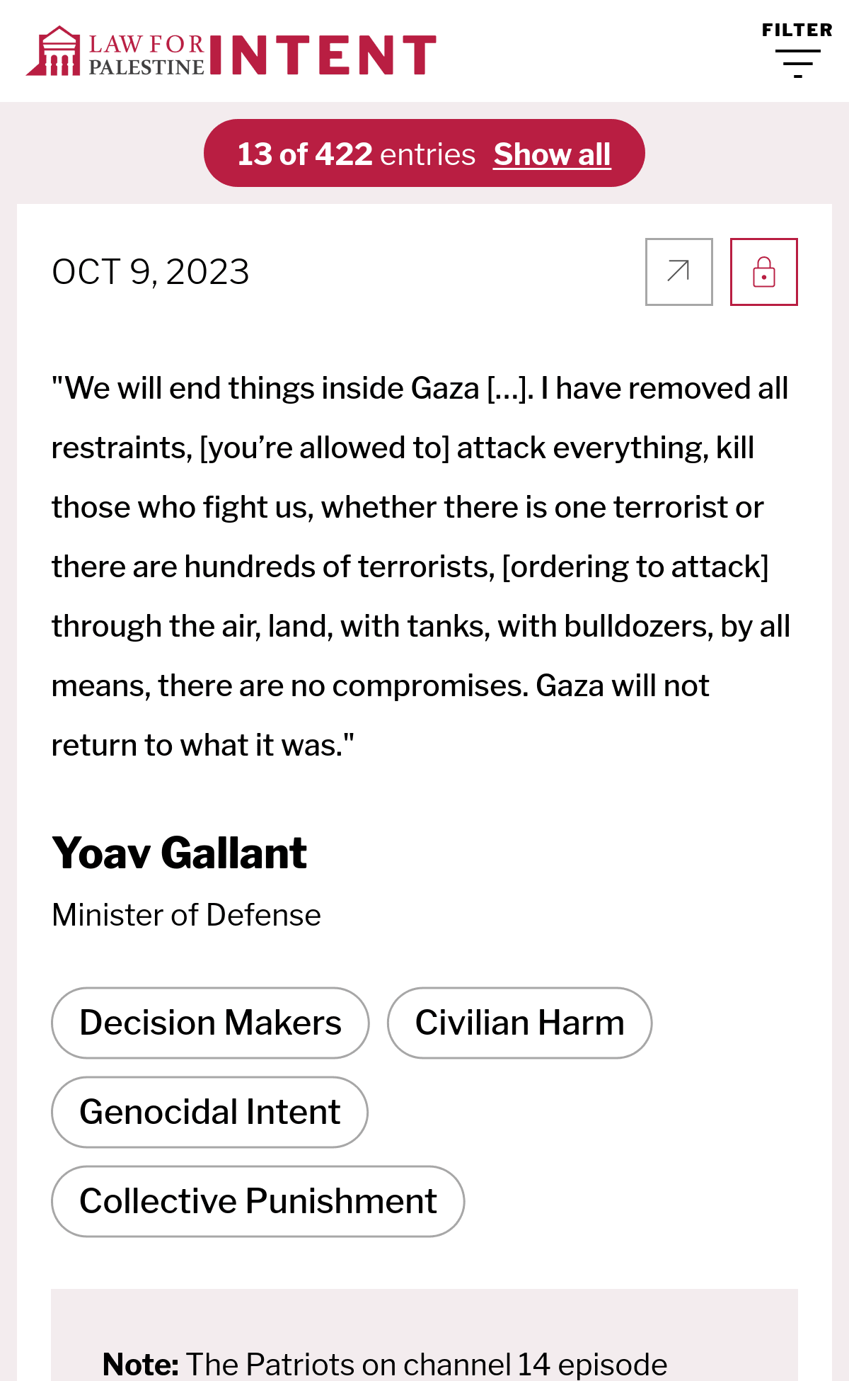 Screenshot of the mobile view