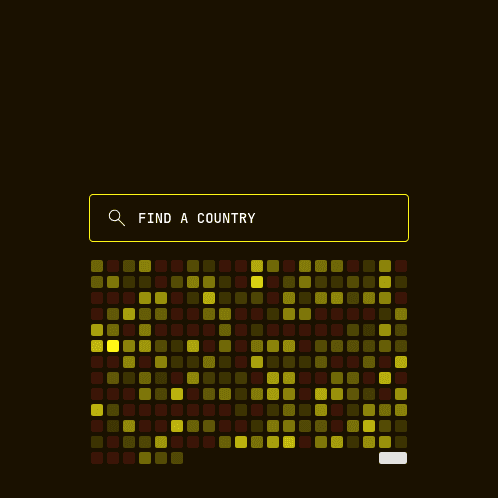 Zoomed in screenshot of the country heatmap.